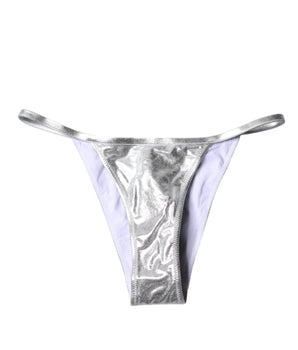 Parte inferior del bikini de poliéster plateado de Dolce &amp; Gabbana