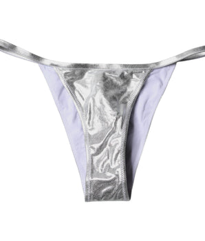 Parte inferior del bikini de poliéster plateado de Dolce &amp; Gabbana