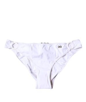 Dolce &amp; Gabbana White Nylon Beachwear Bikini Bottom Swimwear
