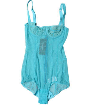 Dolce &amp; Gabbana Body con sujetador balconette de tul azul Ropa interior