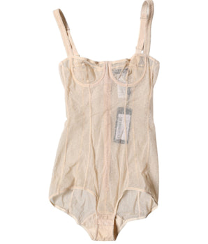Dolce &amp; Gabbana Body con sujetador balconette de tul beige Ropa interior