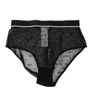Dolce & Gabbana Black Tulle Nylon Mid Waist Panty Underwear