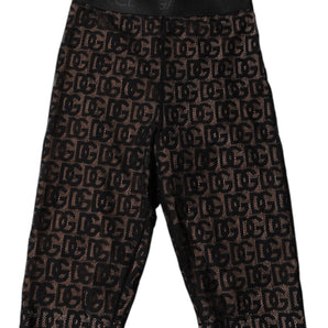 Dolce & Gabbana Black Logo Monogram Cropped Tights Underwear