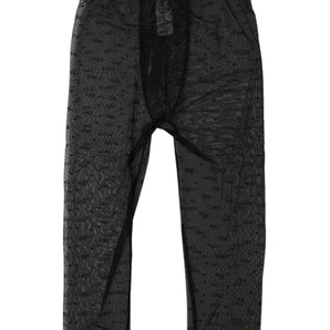 Dolce & Gabbana Black DG Logo Nylon Cropped Tights Underwear