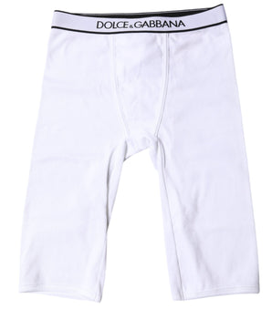 Dolce &amp; Gabbana White Logo Cotton Cropped Tights Underwear
