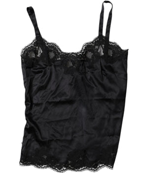 Camisola de mezcla de seda y encaje negro de Dolce &amp; Gabbana