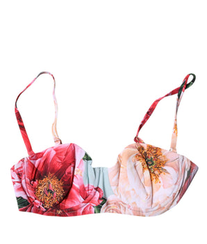 Sujetador balconette acolchado con estampado floral multicolor de Dolce &amp; Gabbana