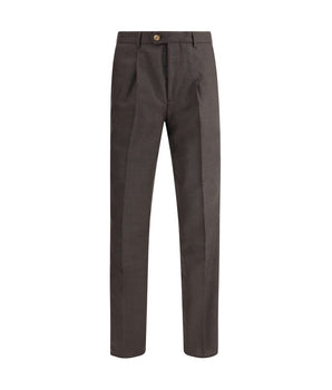 Brunello Cucinelli Brown Fleece Wool Casual Pants