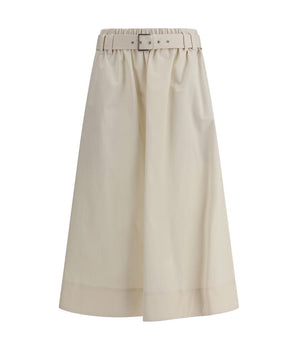 Brunello Cucinelli Cream Wide Long Skirt