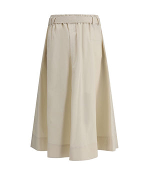 Brunello Cucinelli Cream Wide Long Skirt