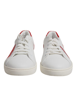 Dolce &amp; Gabbana White Suede Leather Low Top Sneakers Shoes