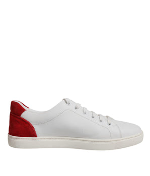 Dolce &amp; Gabbana White Suede Leather Low Top Sneakers Shoes