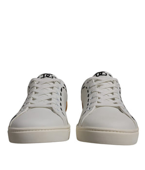 Dolce &amp; Gabbana White Suede Leather Low Top Sneakers Shoes