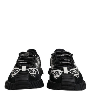 Dolce &amp; Gabbana Black Logo Lace Up Low Top NS1 Sneakers Shoes