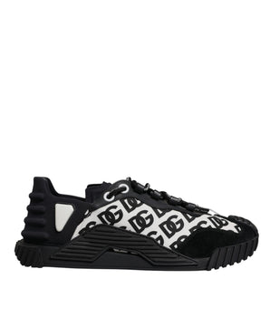 Dolce &amp; Gabbana Black Logo Lace Up Low Top NS1 Sneakers Shoes