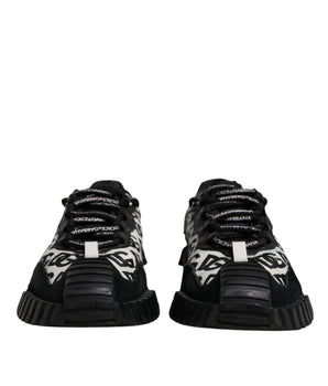 Dolce &amp; Gabbana Black Logo Lace Up Low Top NS1 Sneakers Shoes
