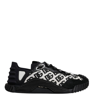 Dolce &amp; Gabbana Black Logo Lace Up Low Top NS1 Sneakers Shoes