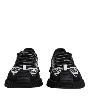 Dolce &amp; Gabbana Black Logo Lace Up Low Top NS1 Sneakers Shoes
