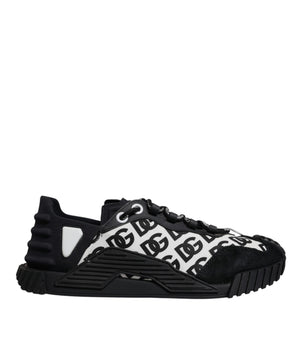 Dolce &amp; Gabbana Black Logo Lace Up Low Top NS1 Sneakers Shoes
