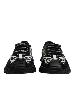 Dolce &amp; Gabbana Black Logo Lace Up Low Top NS1 Sneakers Shoes