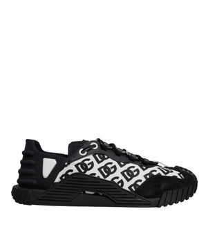 Dolce &amp; Gabbana Black Logo Lace Up Low Top NS1 Sneakers Shoes