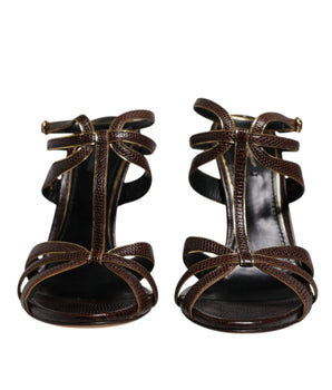 Sandalias con tiras en el tobillo y tacón burdeos de Dolce &amp; Gabbana