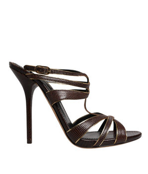 Sandalias con tiras en el tobillo y tacón burdeos de Dolce &amp; Gabbana