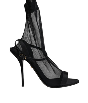 Dolce &amp; Gabbana Zapatos sandalias de tacón elástico de tul negro