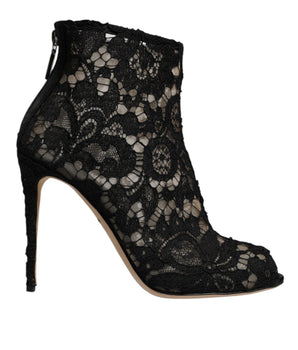 Botines negros con encaje floral de Dolce &amp; Gabbana