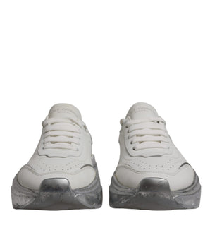 Dolce &amp; Gabbana White Silver Daymaster Low Top Sneaker Shoes