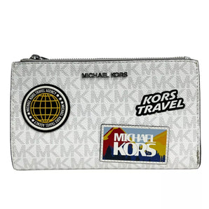 Michael Kors Jet Set Travel Double Zip Wristlet Wallet White