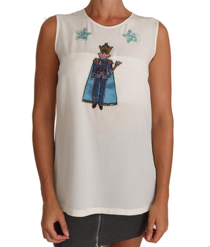 Dolce & Gabbana Enchanted Sequined Silk Sleeveless Top Dolce & Gabbana 