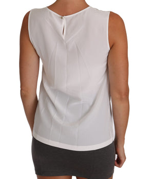 Dolce &amp; Gabbana Elegant Sleeveless White Silk Blouse Top