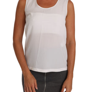 Dolce &amp; Gabbana Elegant Sleeveless White Silk Blouse Top