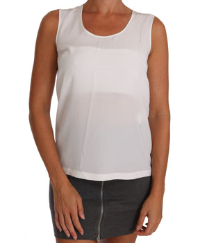 Dolce &amp; Gabbana Elegant Sleeveless White Silk Blouse Top