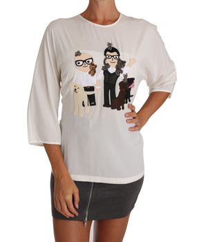 Dolce & Gabbana Chic Figure Family Applique Silk Top Dolce & Gabbana 