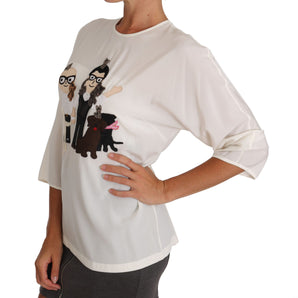 Dolce & Gabbana Chic Figure Family Applique Silk Top