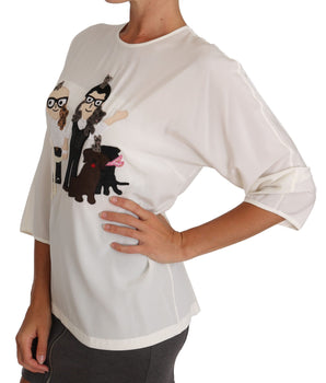 Dolce & Gabbana Chic Figure Family Applique Silk Top Dolce & Gabbana 