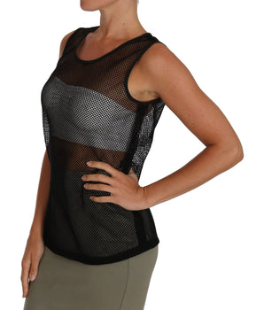 Dolce &amp; Gabbana Elegant Black Mesh Sleeveless Blouse Top