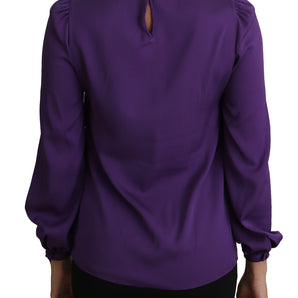 Dolce &amp; Gabbana Enchanted Purple Silk Crystal Blouse