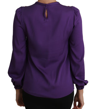 Dolce & Gabbana Enchanted Purple Silk Crystal Blouse Dolce & Gabbana 