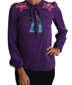 Dolce & Gabbana Enchanted Purple Silk Crystal Blouse Dolce & Gabbana 