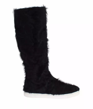 Dolce &amp; Gabbana Botas de cuero de piel de cordero Xiangao negras Zapatos