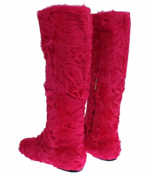 Botas planas de piel de cordero rosa de Dolce &amp; Gabbana