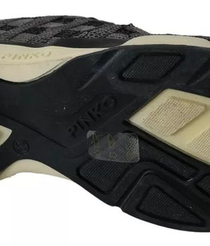 PINKO Silver Black Slip-on Sequence Design Sneakers Shoes