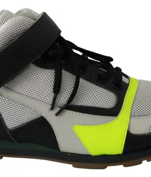 Zapatos con cordones y correa en color negro, verde neón y gris niebla de Jil Sander