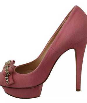 Elisabetta Franchi Pink Bow Stiletto Heel Pumps Shoes
