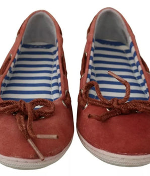 Mocasines de ballet con lazo y encaje de ante coral de Pantofola D'Oro