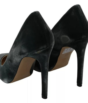 Ovyé Gray Velvet Dress Stiletto Pumps Shoes