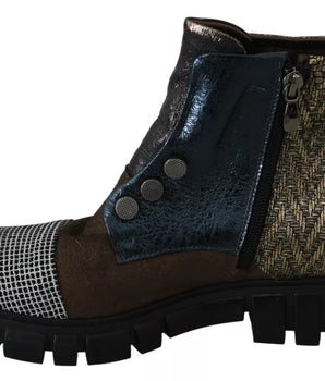 EBARRITO Multicolor Leather Suede Zipper Ankle Boots Shoes